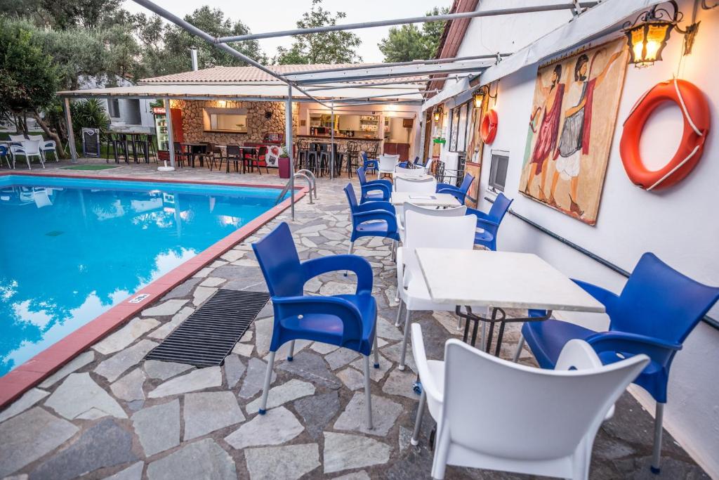 Bazén v ubytování Camping & Rooms Kariotes nebo v jeho okolí