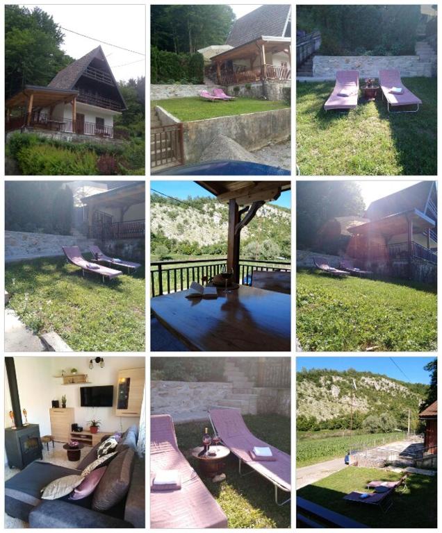 a collage of pictures of a house with a bench at VILLA KORANA in Barilović