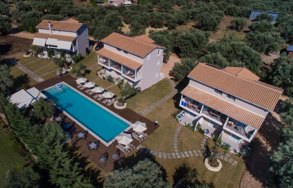 an aerial view of a house with a swimming pool at Summer Dream Lefkas in Lefkada Town