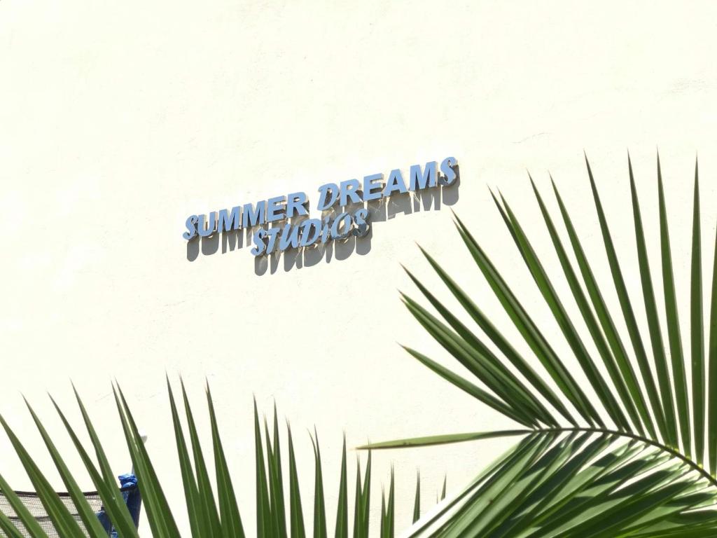 a sign for the sunier oceans junior skate park at Summer Dreams Studios in Skala Potamias
