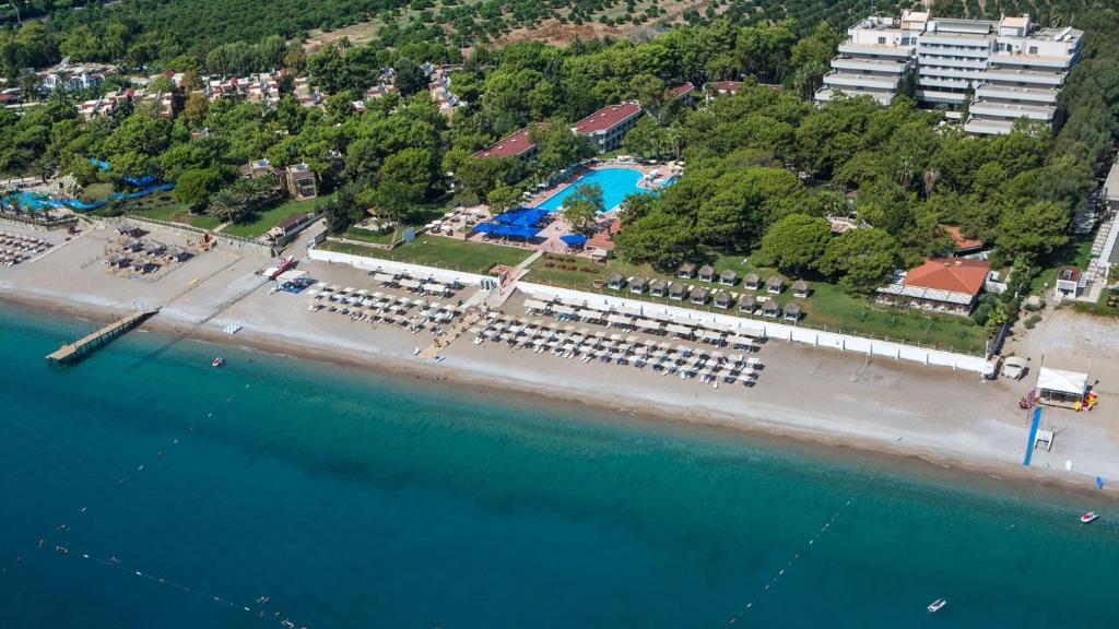 an aerial view of a beach with a swimming pool at Fun & Sun Club Saphire in Tekirova