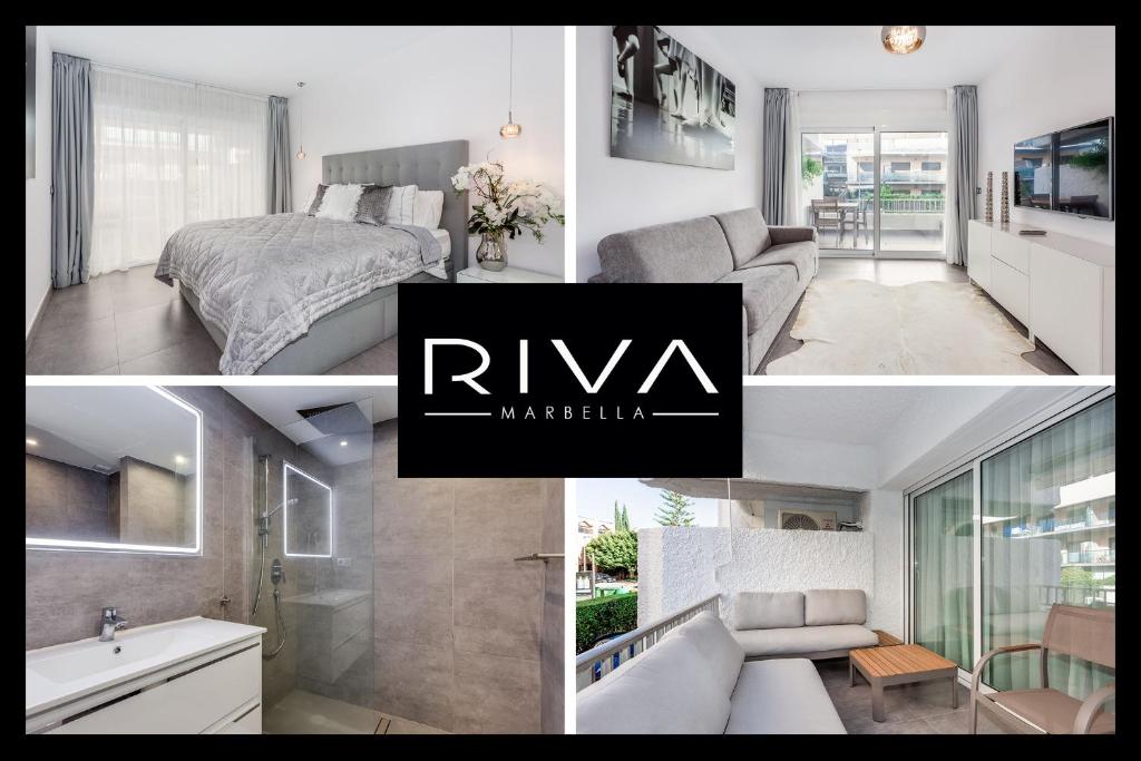 マルベーリャにあるby RIVA - Designer 1 Bedroom Apartment in the Centre of Marbellaのベッドルームとリビングルームの写真集