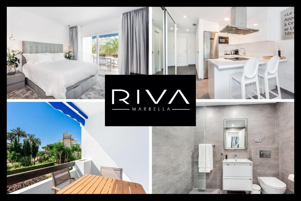 kolaż zdjęć sypialni i łazienki w obiekcie by RIVA - Spectacular Studio in Medina Garden of Puerto Banus w Marbelli