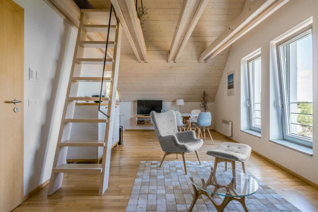 Posezení v ubytování Apartmán se sklípkem