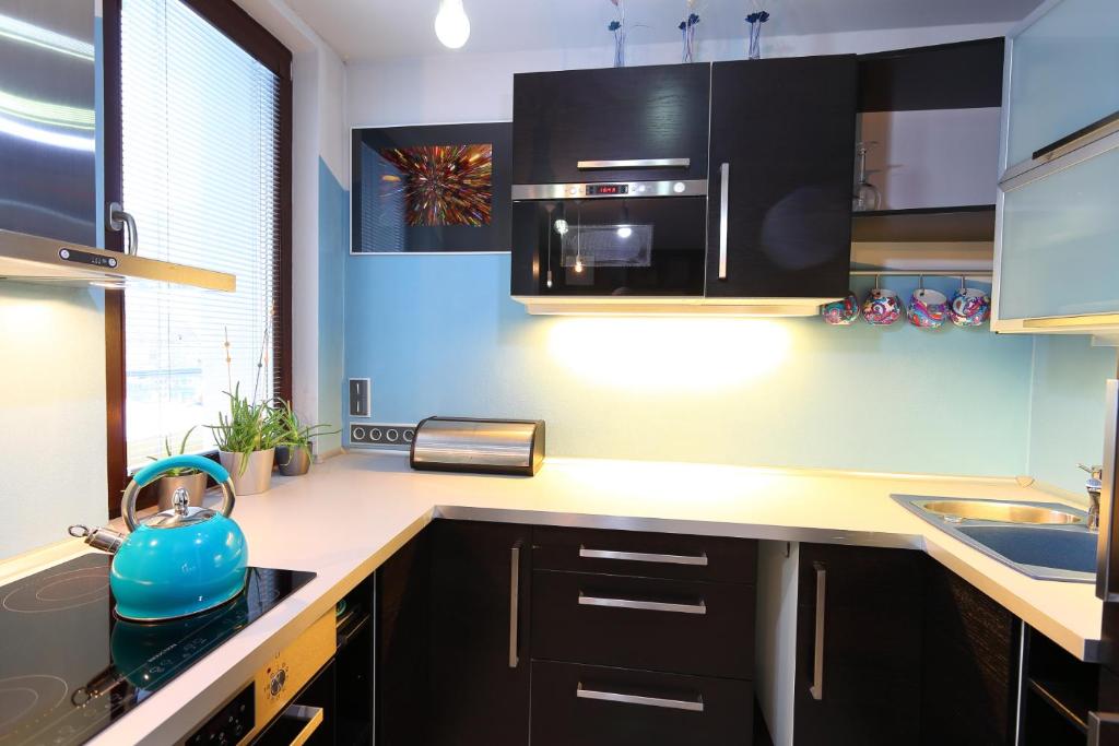 Kuchyň nebo kuchyňský kout v ubytování Apartmán 77