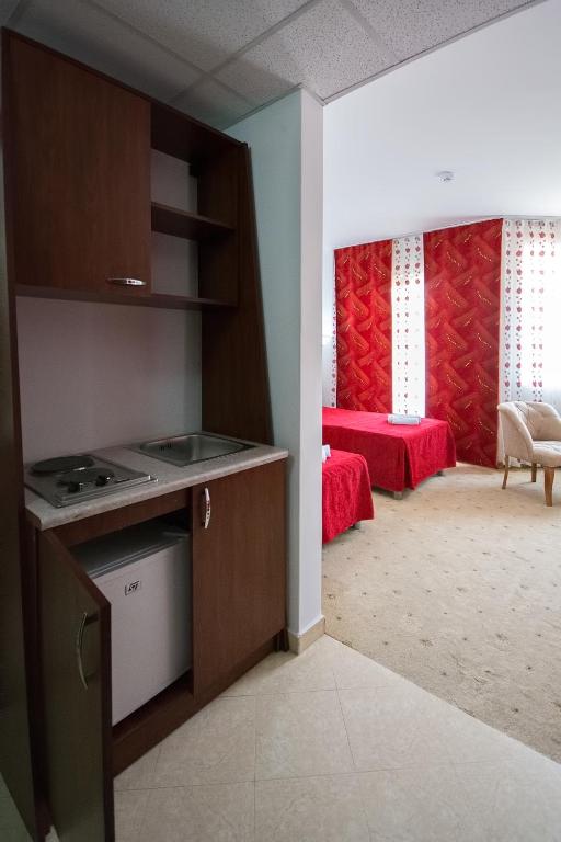 Kuchyň nebo kuchyňský kout v ubytování Hotel Nar Gevgelija