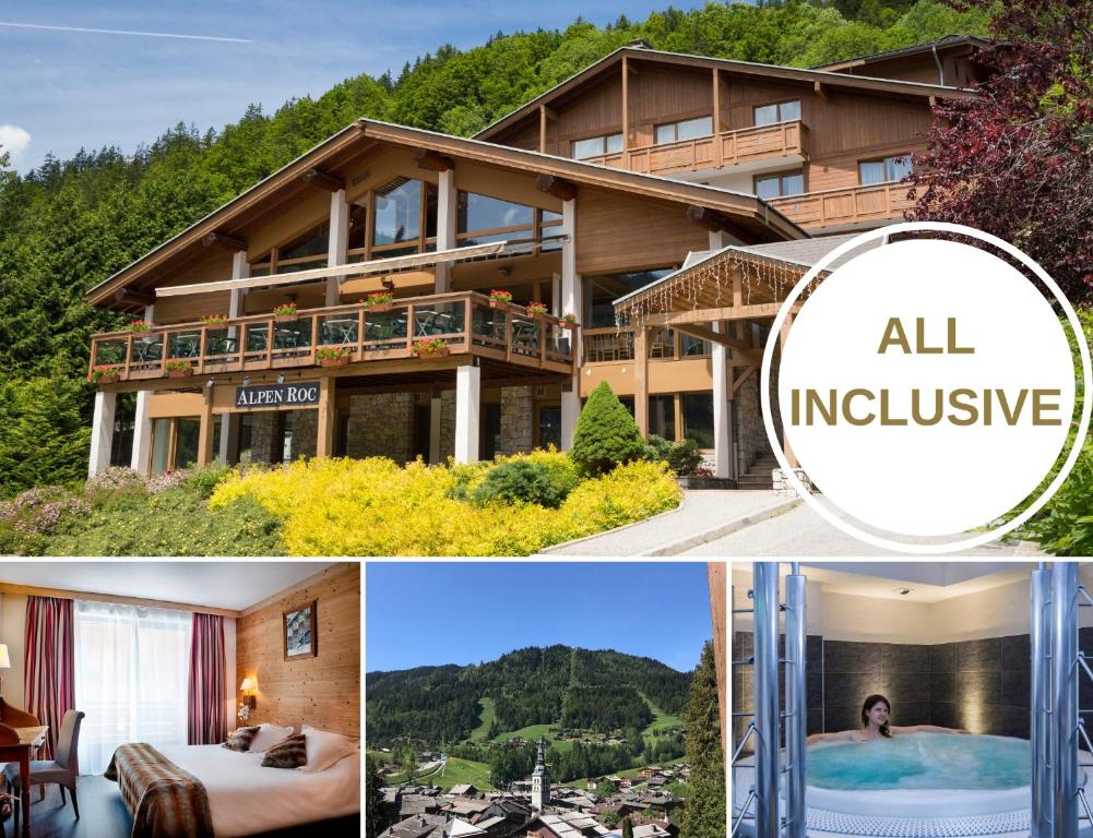 a collage of pictures of a house at Hotel Alpen Roc in La Clusaz