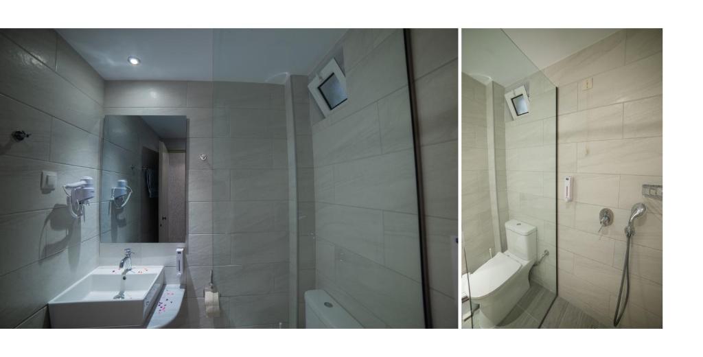 Koupelna v ubytování Hotel Alkionis