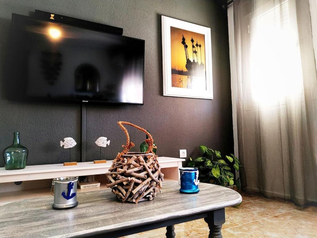 TV a/nebo společenská místnost v ubytování Santa Pola, Gran Alacant, Playas cerca, adosado completo, Chillout, Solarium