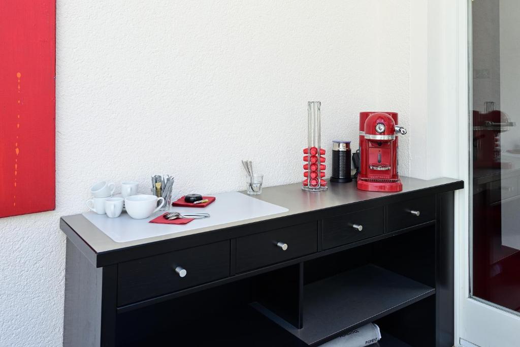 Kuchyň nebo kuchyňský kout v ubytování Art Hotel Weimar