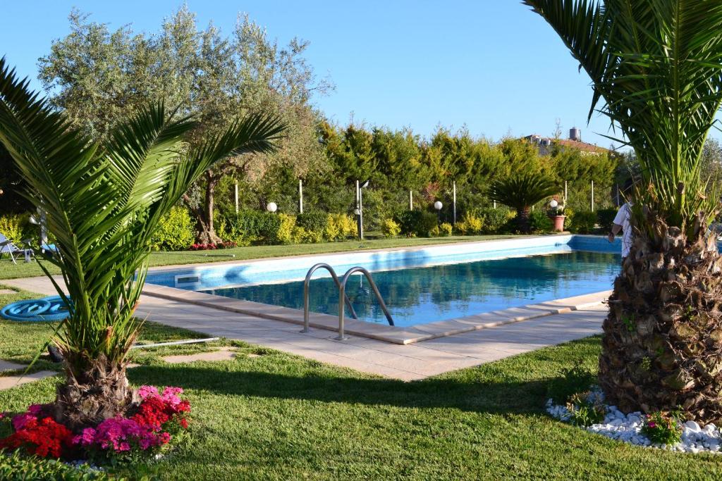 a pool of water surrounded by palm trees at Villa Adriana B&B in Comiso