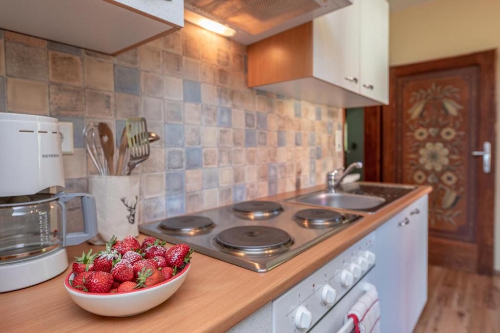A kitchen or kitchenette at Tom's Jägerlodge