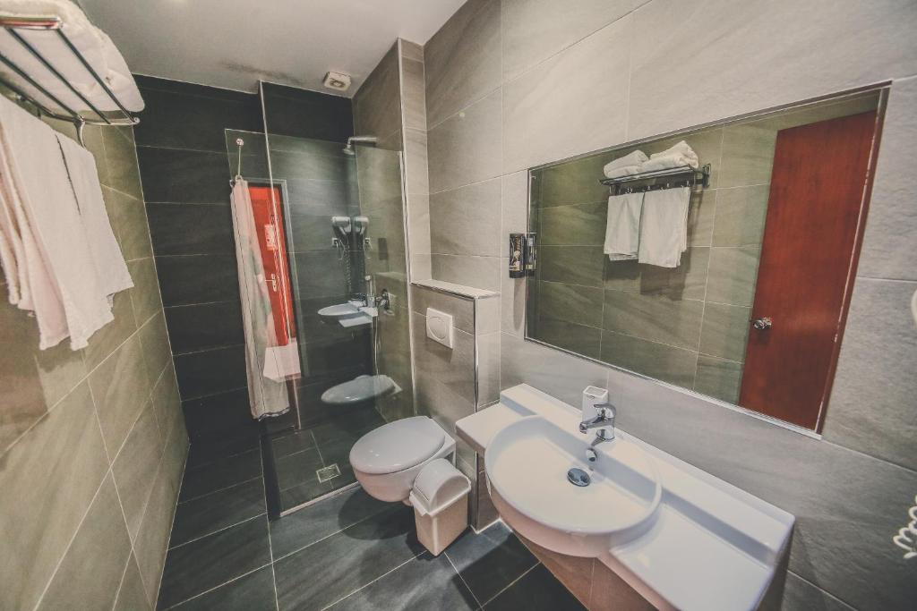 Koupelna v ubytování Hotel Kaonia