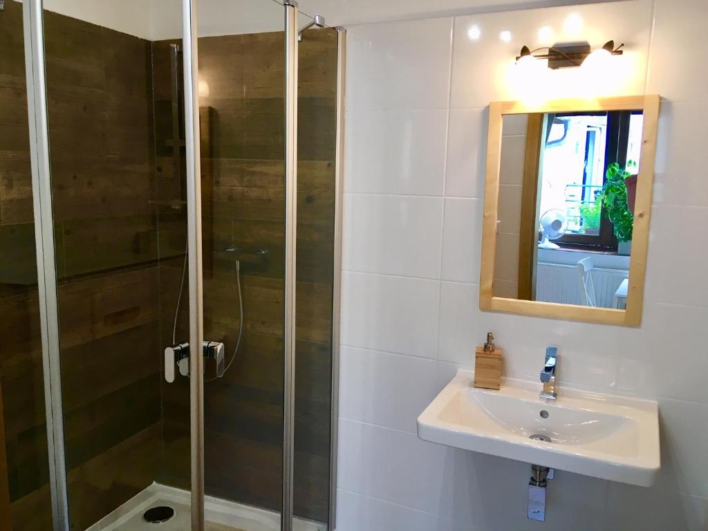 Koupelna v ubytování Apartmány U Vavřince