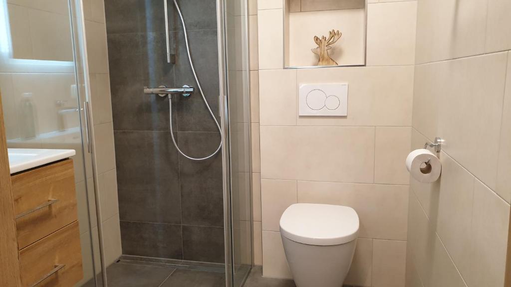 A bathroom at Alpen Appartements Viehhofen near Saalbach & Zell am See - incl Sommercard