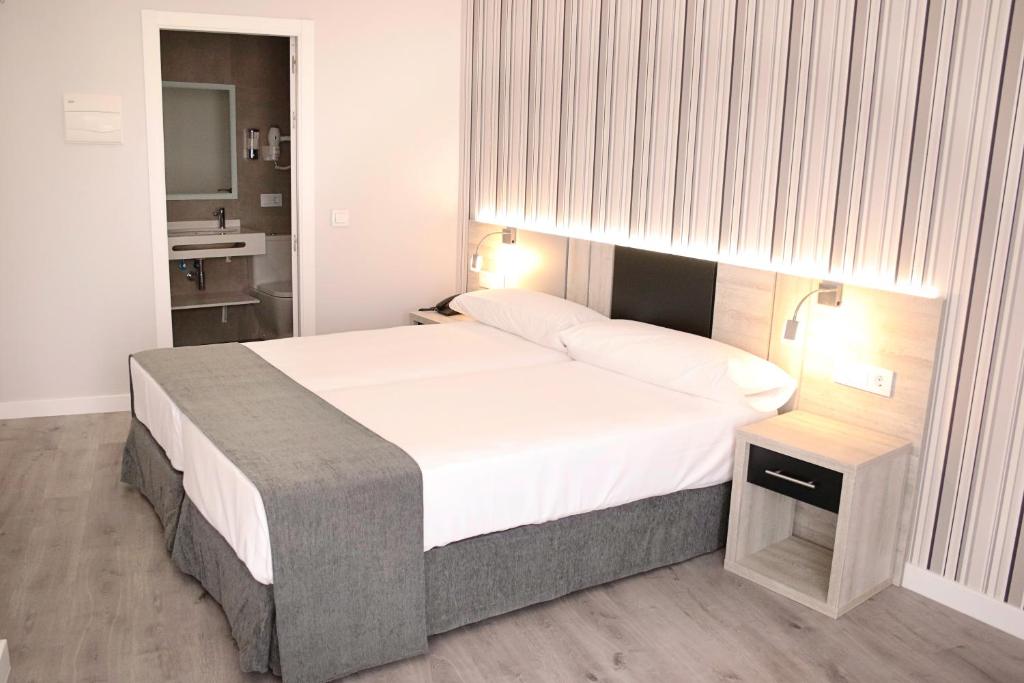 a bedroom with a large bed and a mirror at Parque Florida in Ciudad-Rodrigo