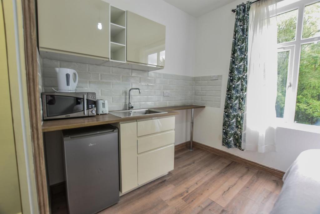 Kuchyň nebo kuchyňský kout v ubytování Regency GuestHouse Manchester North