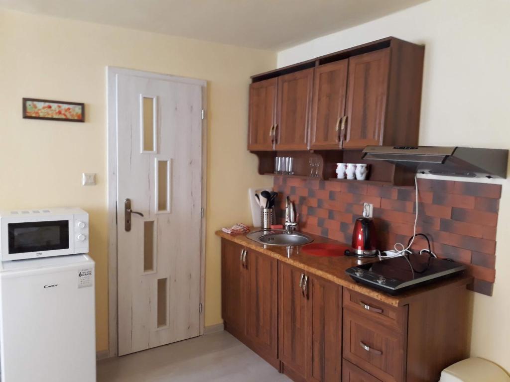Kuchyň nebo kuchyňský kout v ubytování Apartmány Matilda