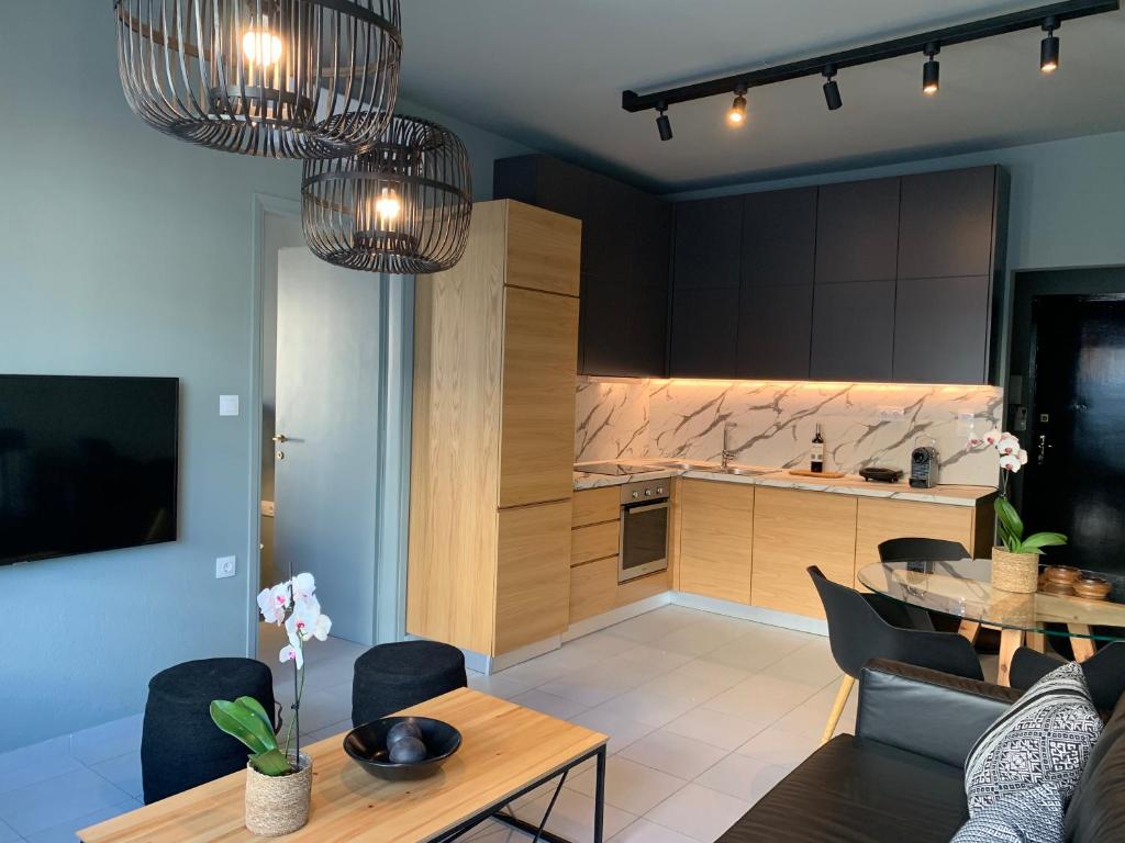 Kuchyň nebo kuchyňský kout v ubytování Luxury Living Volos