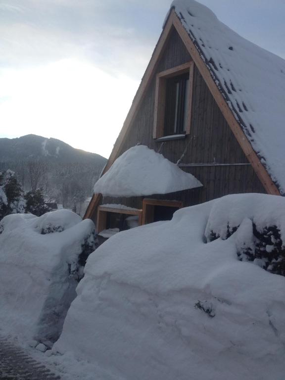 Haus mit Bergblick v zimě