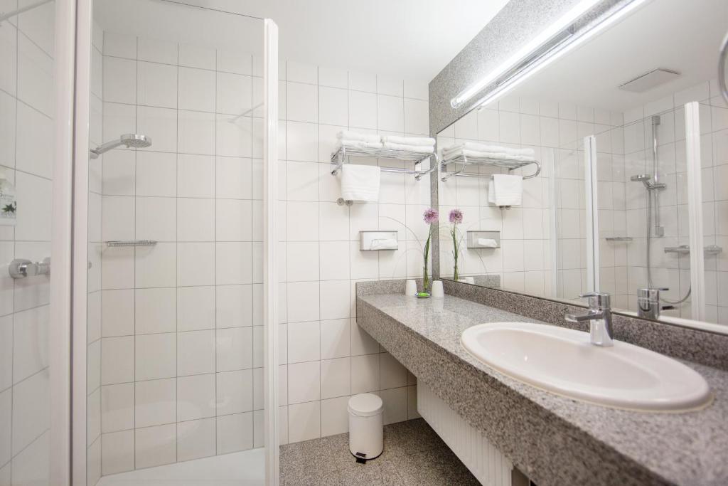 Koupelna v ubytování Hotel Seelust