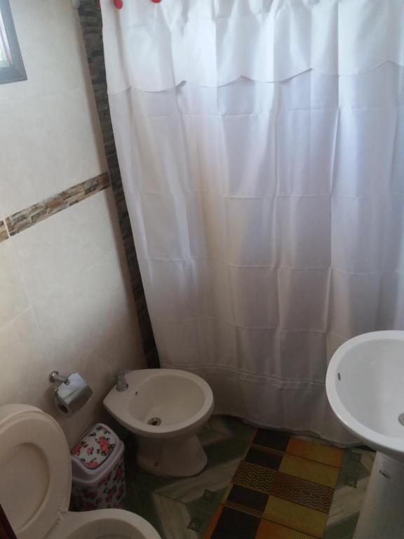 Koupelna v ubytování Cabañas San Jorge