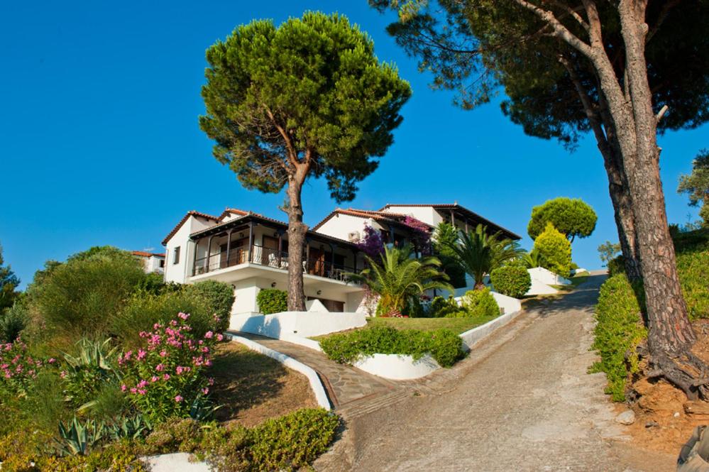 a house on a hill with trees and bushes at Villa Anna Maria in Agia Paraskevi