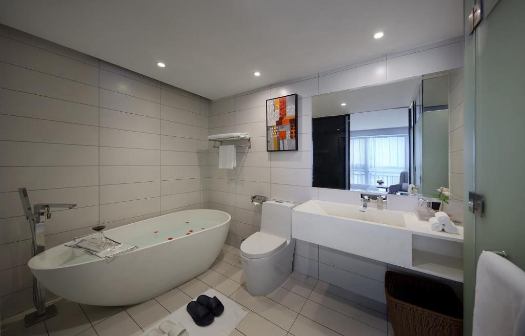 Koupelna v ubytování Hongdu Hotel