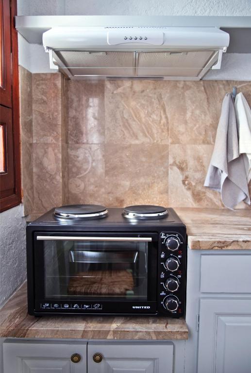 Kuchyň nebo kuchyňský kout v ubytování New Aurora Apts Studios