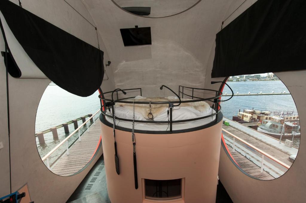 a view from the top of a cruise ship at Botel in Amsterdam