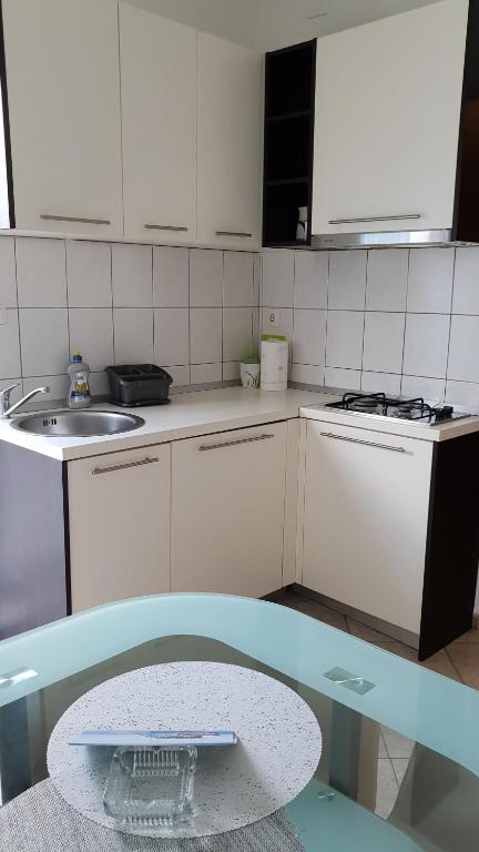 Kuchyň nebo kuchyňský kout v ubytování Apartment Gobov