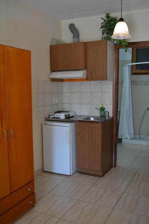 Kuchyň nebo kuchyňský kout v ubytování GLIKERIA ROOMS