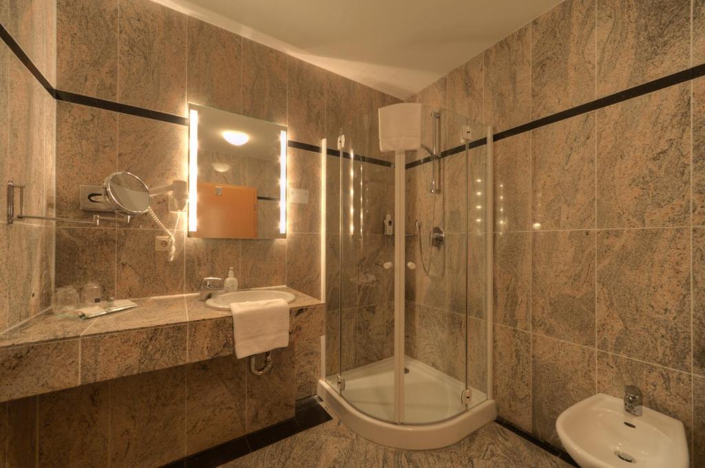Koupelna v ubytování Hotel Lahnschleife