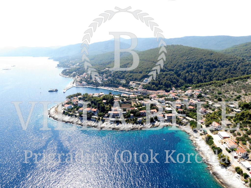 an aerial view of a small island in the water at VILLA BELE - Piece of Peace on the sea in Prigradica