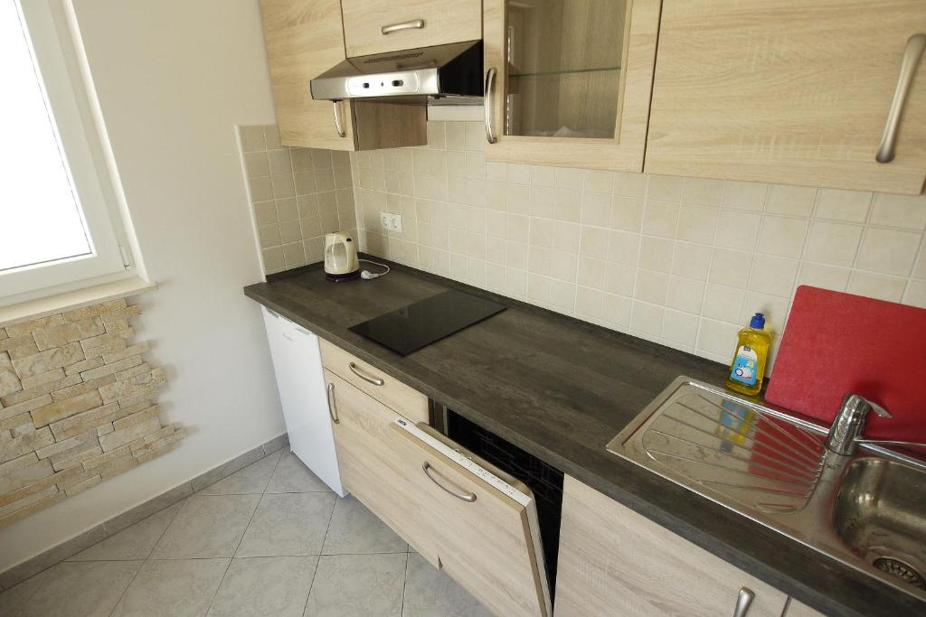 Kuchyň nebo kuchyňský kout v ubytování Paklenica Sport Apartments