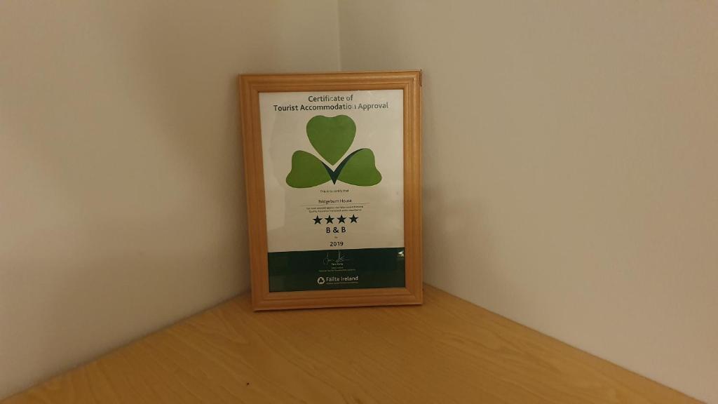 Certifikát, hodnocení, plakát nebo jiný dokument vystavený v ubytování Bridgeburnhouse Bed and Breakfast