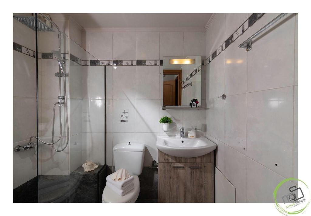 A bathroom at Irini Apartment Piskopiano, Hersonissos #2
