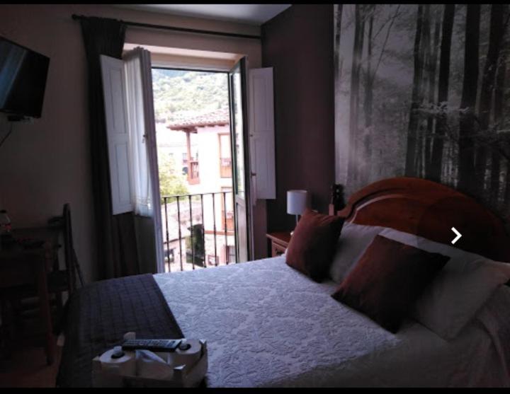 Un dormitorio con una cama grande y una ventana en Casa Favila, en Potes