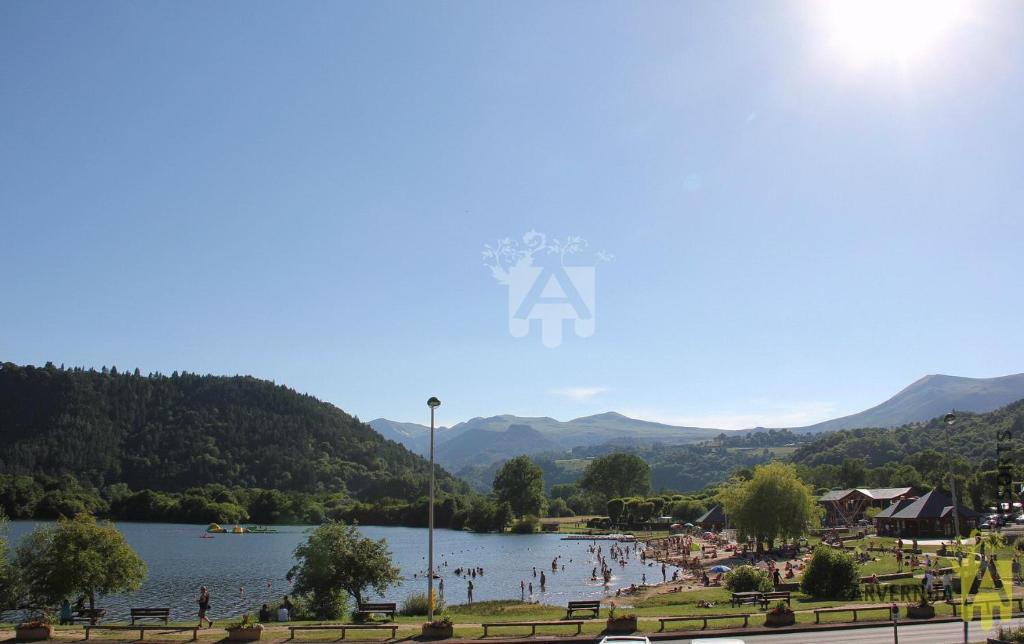 Blick auf einen See mit Schwimmern in der Unterkunft Rev'O'Lac 2 in Chambon-sur-Lac