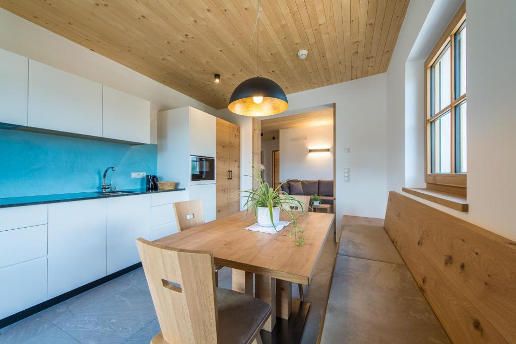 Kuchyň nebo kuchyňský kout v ubytování Eco Bnb & Apartments Bründlerhof