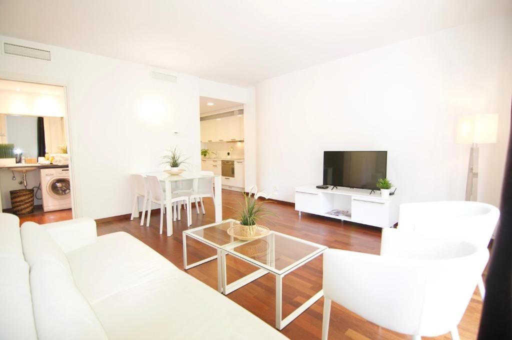 TV a/nebo společenská místnost v ubytování Glasir Apartments Barcelona