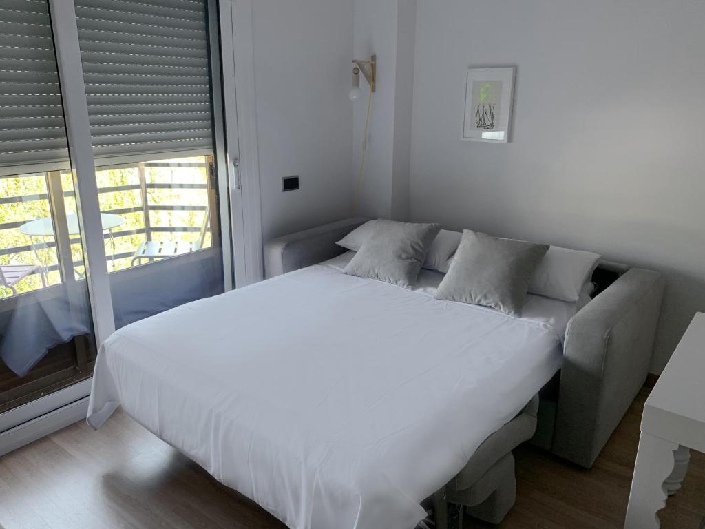 Postel nebo postele na pokoji v ubytování Apartamento Somos Ainsa