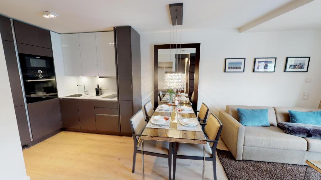 Kuchyň nebo kuchyňský kout v ubytování White Pearl Apartment 2.02