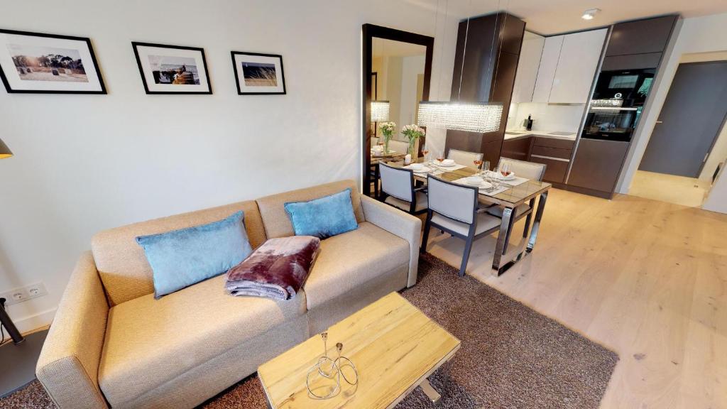 Posezení v ubytování White Pearl Apartment 1.04