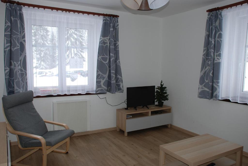 TV a/nebo společenská místnost v ubytování Apartmán Raketa