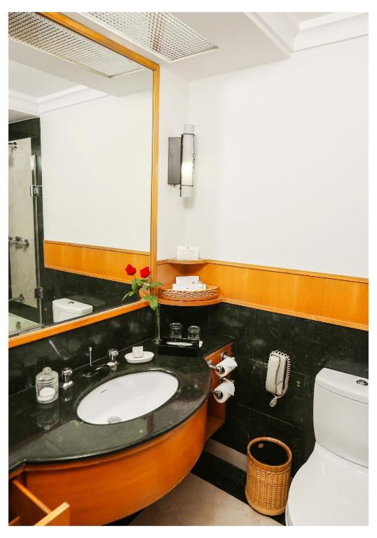 a bathroom with a sink and a toilet at Trident Chennai in Chennai