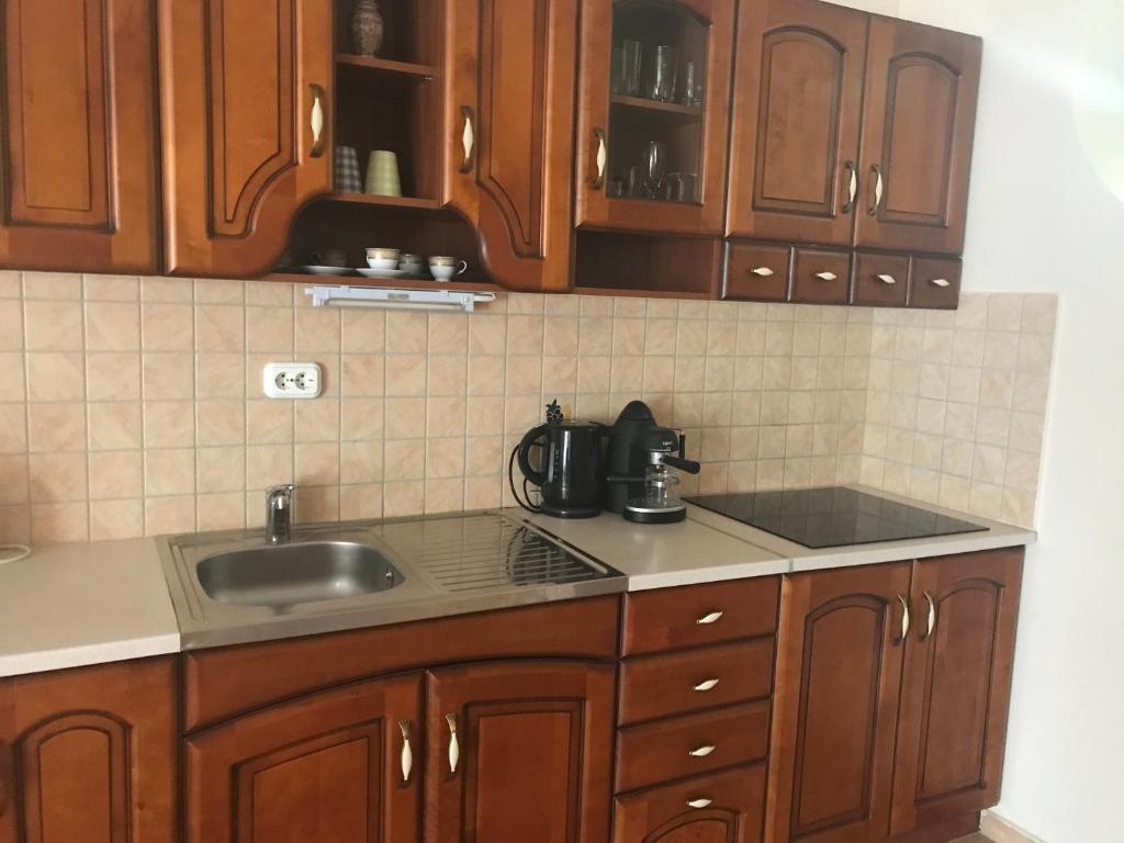 Kuchyňa alebo kuchynka v ubytovaní Feng Shui Wellness Apartmanház Hévíz