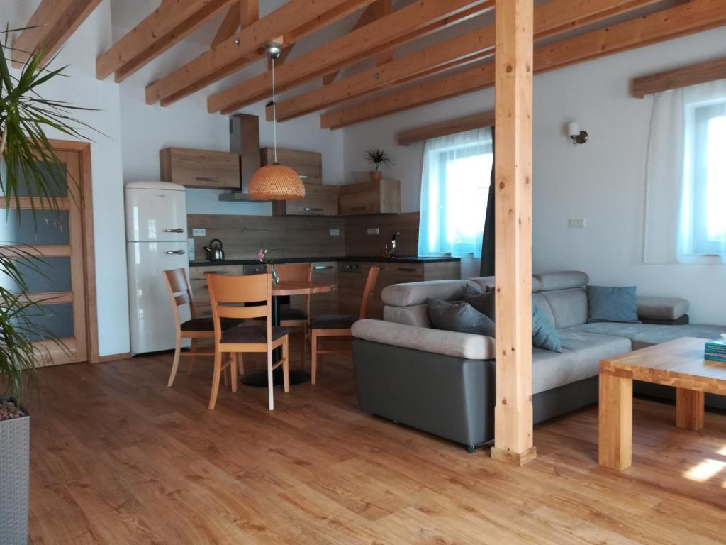 Kuchyň nebo kuchyňský kout v ubytování Apartmány U Holubů