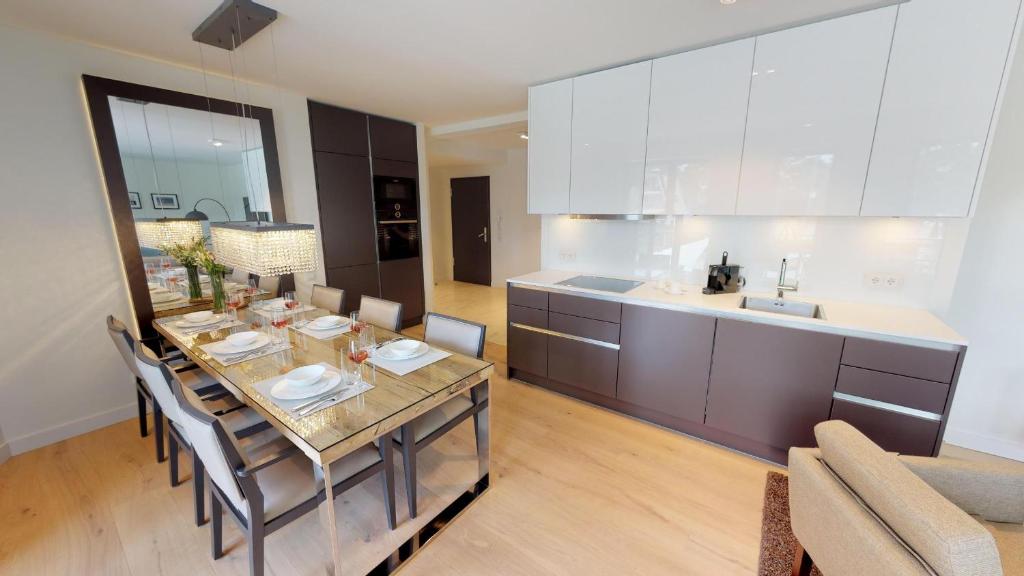 Kuchyň nebo kuchyňský kout v ubytování White Pearl Apartment 1.01