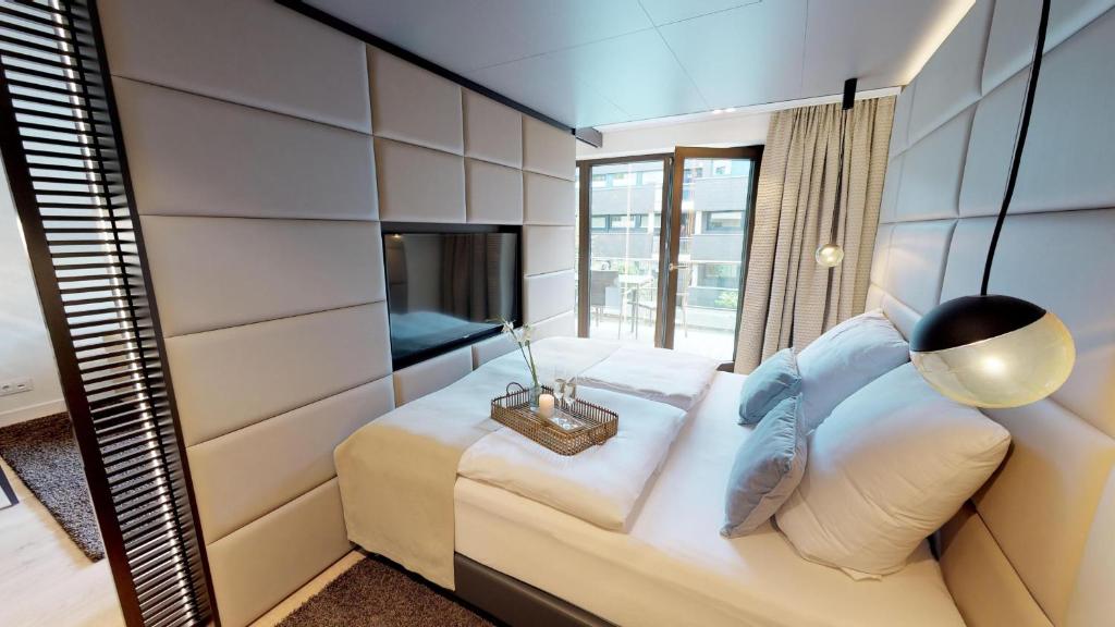 Posezení v ubytování White Pearl Apartment 1.03